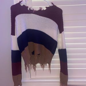 Full circle trends ❕red white navy and tan sweater❕medium❕